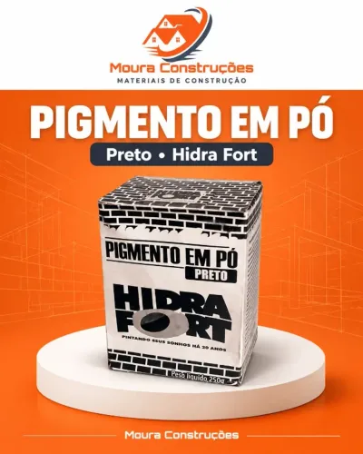 Pigmento em Pó Preto Hidra Fort 250g para Obra