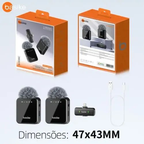 Lacrado Microfone sem Fio com Redução de Ruído 2 para 1 iOS