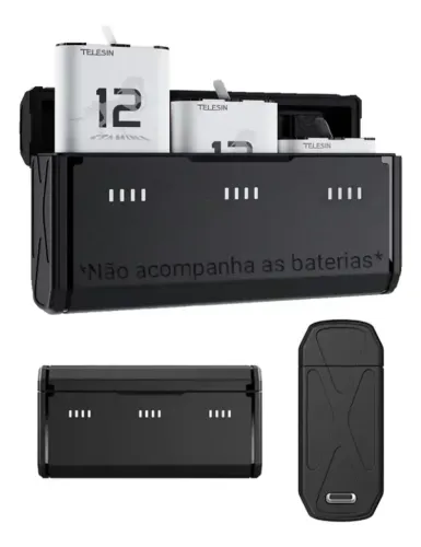 Carregador Triplo Slim Gopro 9 10 11 12 - Telesin