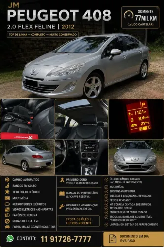Peugeot 408 Sedan Feline 2.0 Flex 16V 4P Aut. 2012