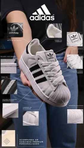TÊNIS SUPER STAR ADIDAS CABEÇÃO LINHA LUXO FEMININO!