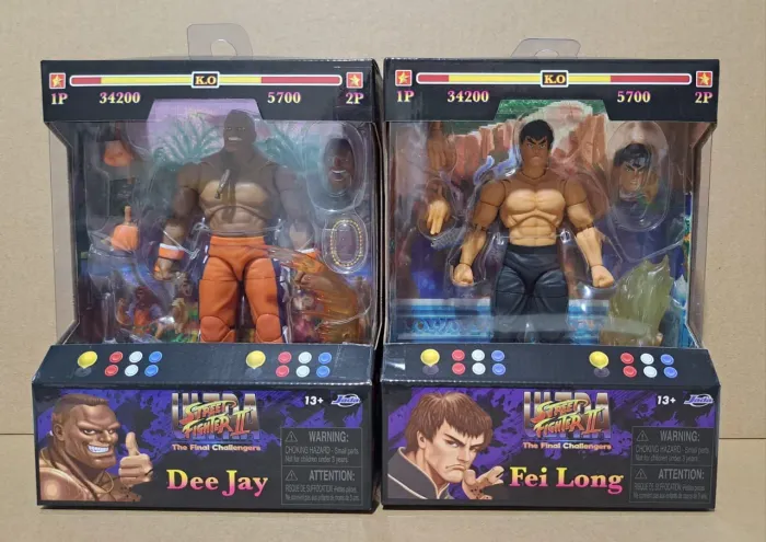 Lote 2 Bonecos Street Fighter II Fei Long e Dee Jay 18 Cm Articulados Jada Toys Lacrados