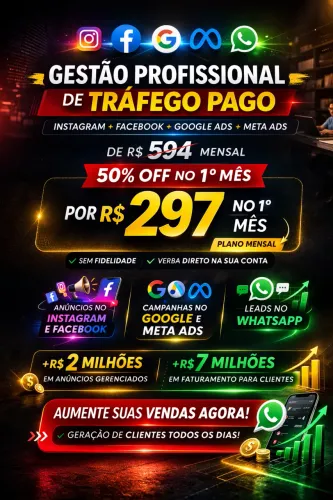 Gestão de Tráfego Pago Instagram, Facebook e Google