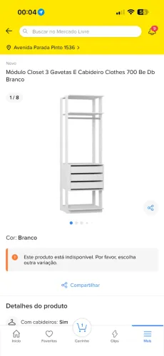 Módulo Closet 3 Gavetas E Cabideiro Clothes 700 Be Db Branco