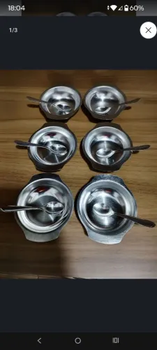 Conj.de tigelas inox 6 peças com 6 talheres