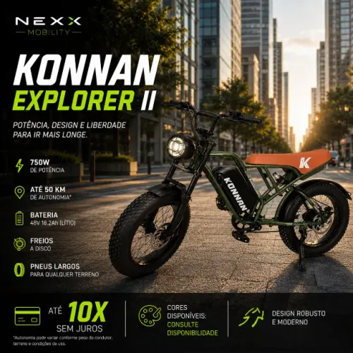 Bicicleta Elétrica Konnan Explorer II 750W | Até 50km de Autonomia | 10x Sem Juros