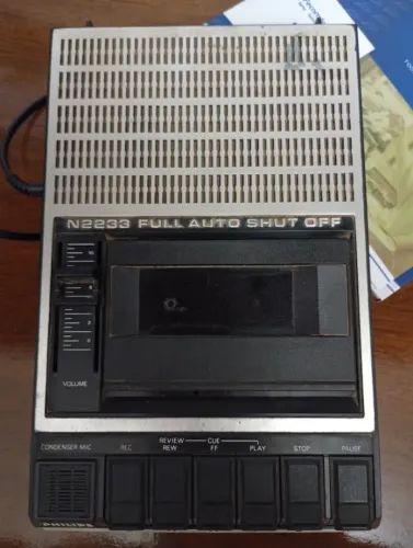 NO ESTADO! - Gravador K7 Philips N2233 Vintage - Anos 80 - Relíquia para Colecionador