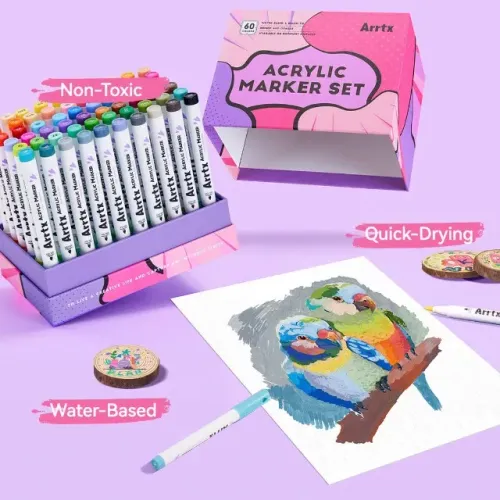Kit 60 Canetas Marcadores Acrílicos Arrtx - Ponta Pincel (Brush)