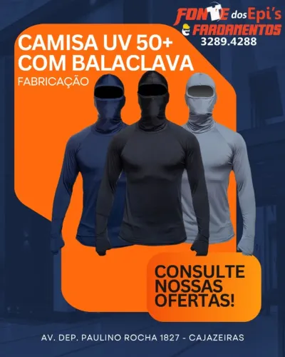 Blusa UV 50+ Manga Longa com Balaclava - Fonte dos Epis