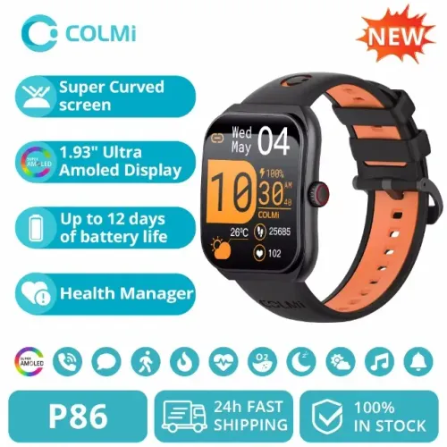 Novo Colmi P86 1.93" Amoled Smart Gerenciador de Saúde Fitnes Prova Água IP68 + Brinde