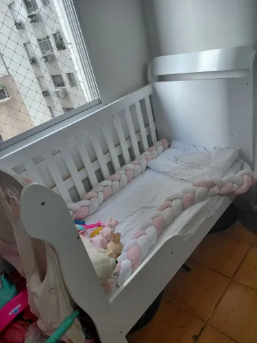 Berço Americano Branco Mirelle + Colchão e Protetor