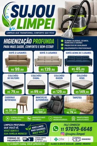 Higienização de sofás e estofados 