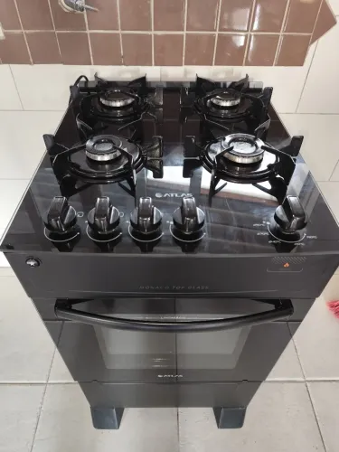 Fogão 4 Bocas Atlas Mônaco Top Glass Mesa de Vidro Acendimento Elétrico [5 MESES DE USO]