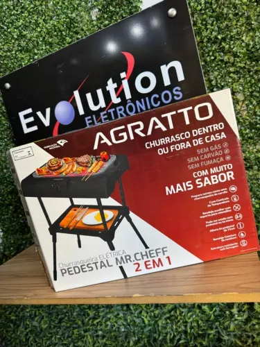 Churrasqueira Elétrica Pedestal MR.CHEFF 2 EM 1 - AGRATTO - PRODUTO NOVO COM GARANTIA