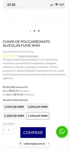 Telhado de policarbonato 