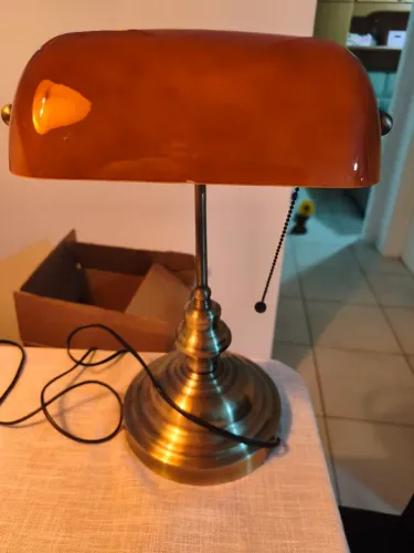 Luminária Abajur Mesa Retrô Vintage Clássico Inglesa Banker