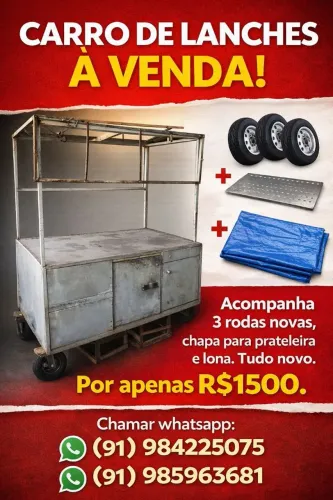 Carro de lanches com rodas