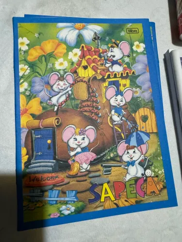 Mini caderno raro anos 80 tilibra 60 folhas- desenho de ratinhos 