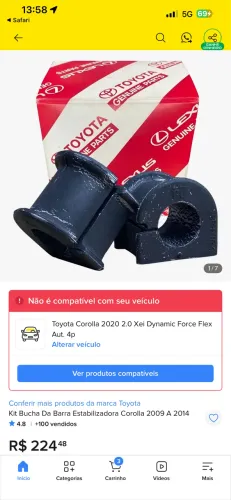 Bucha barra estabilizadora corola 2018