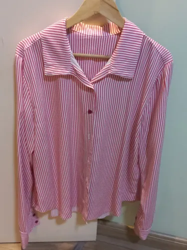 Camisa feminina listrada - Tam. GG (Veste 44/46) - 100% viscose - NOVA