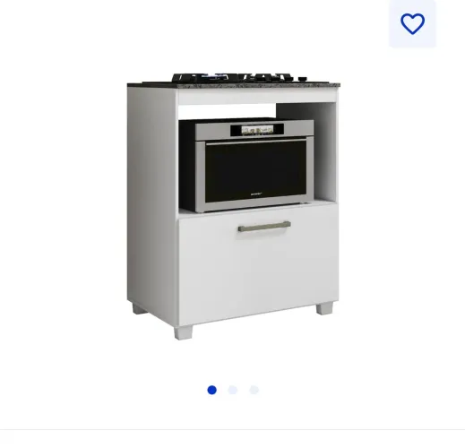 Balcão Para Cooktop 5 Bocas Armário Multiuso  Cozinha Branco