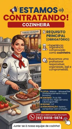 Vaga para cozinheira