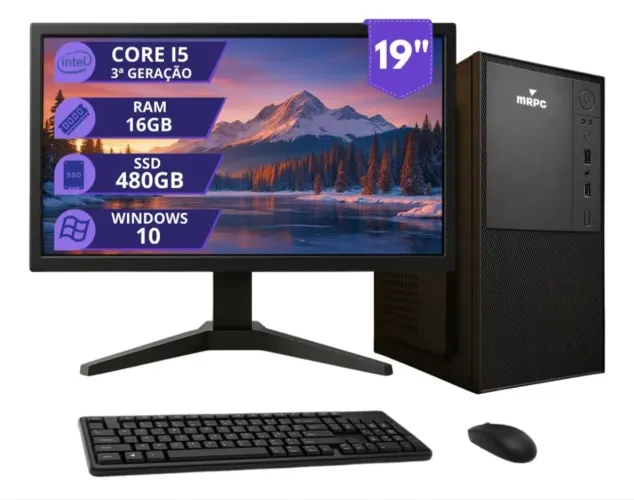 Pc Computador novo Completo Intel I5 16gb Ssd 480gb Monitor 19
