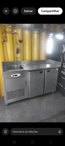 Balcão com pia de inox refrigerado