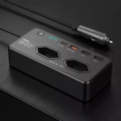 Starlink Inversor 350W Automotivo Veicular De Tensão 12V Para 110V Digital Carro Tipo C US