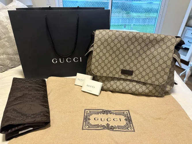 Bolsa Maternidade Gucci GG Supreme Original + Trocador + Dust Bag + Sacola