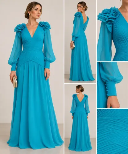 Vestido PatBo longo plissado