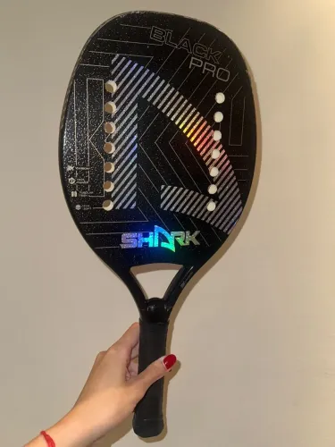 raquete beach tennis shark black pro carbono 3k