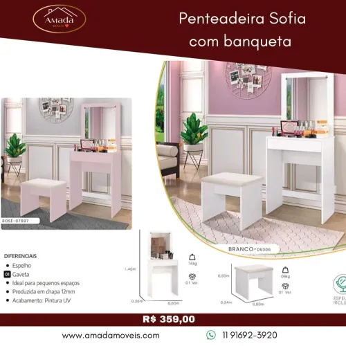 Penteadeiira Sofia com banquete - à pronta entrega