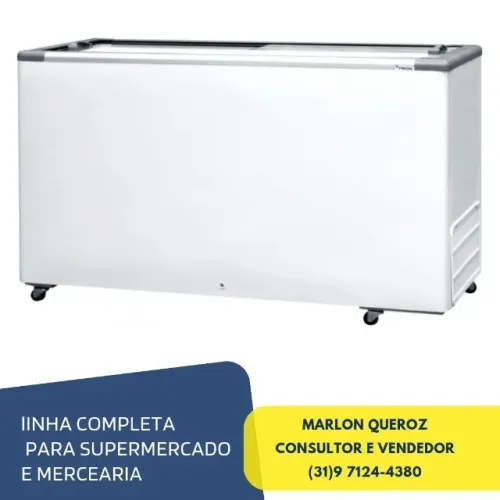 Freezer Horizontal Tampa de Vidro 503L Fricon