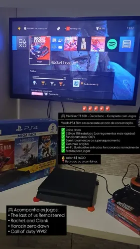 PS4 Slim + SSD 1TB + Jogos | Único Dono | Excelente Estado
