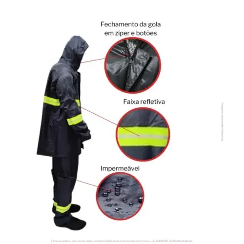 Capa de chuva de pvc / poliester para motoqueiro com faixa refletiva