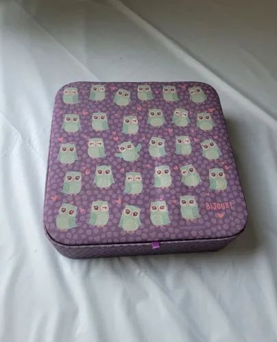 Porta bijuterias bijus corujas lilás e tiffany