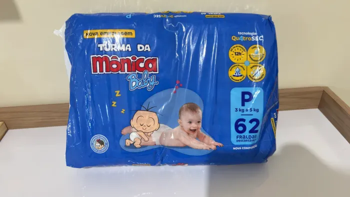 Fralda P Turma da Mônica Baby 62 UN _ 0,84 por unidade 