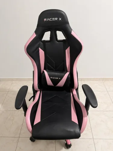 Cadeira Gamer Racer X Rosa e Preta Reclínavel + Almofadas