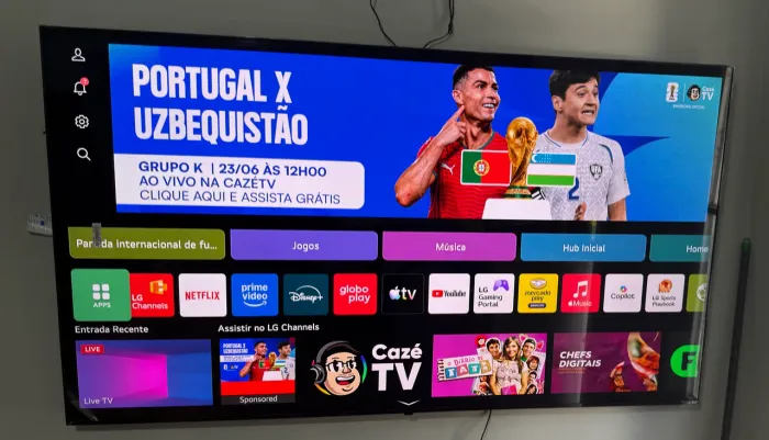 Tv 75 LG 4K com Alexa e mouse na tela com um espetáculo de imagem 