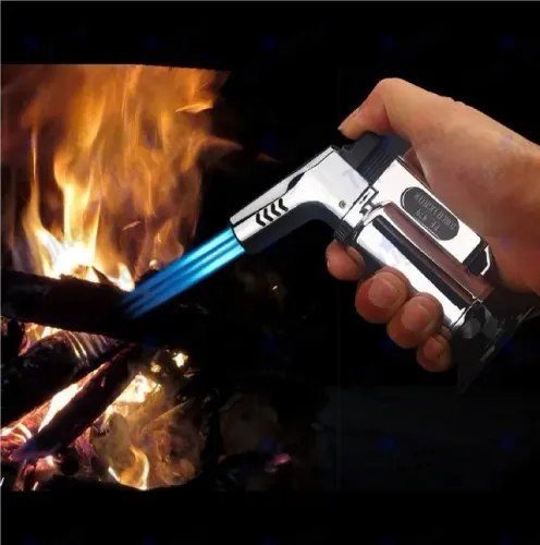 Isqueiro Tocha Flamejante Maçarico Portátil Culinário Automático à Gás Acendedor Sem Gas