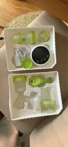 Bomba tira leite MAM 2 em 1 (elétrica e manual) + mamadeiras + potes de armazenamento 