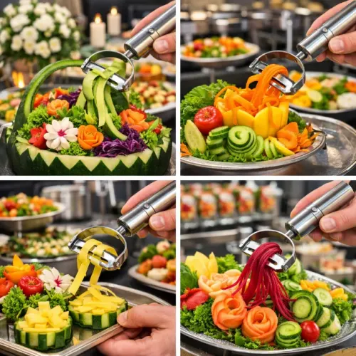 Descascador e Cortador de Legumes e Frutas 2 Funções - Aço Inox 18cm