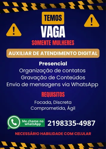 VAGA DE TRABALHO RECREIO DOS BANDEIRANTES