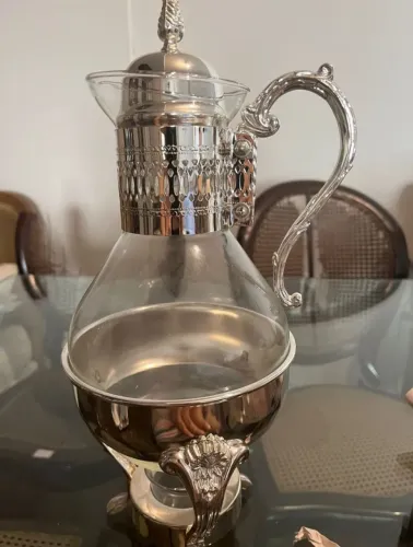 Samovar/ chocolateira, em vidro e metal