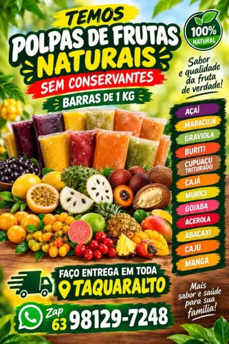 Vendo polpas de frutas naturais.