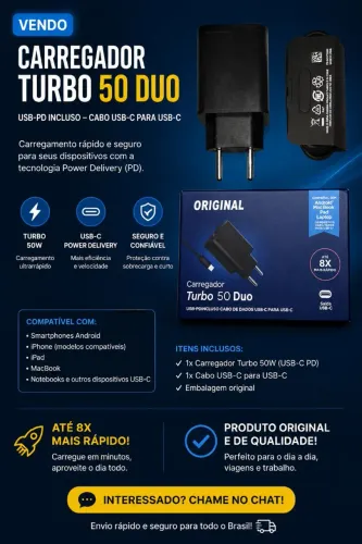 Carregador turbo Motorola 50 Duo