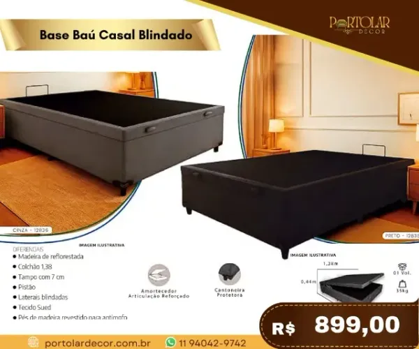 Case baú casal blindado, a pronta entrega