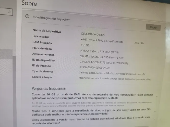 PC Gamer Alto Desempenho com RTX 3060 + NVMe 1TB + Monitor