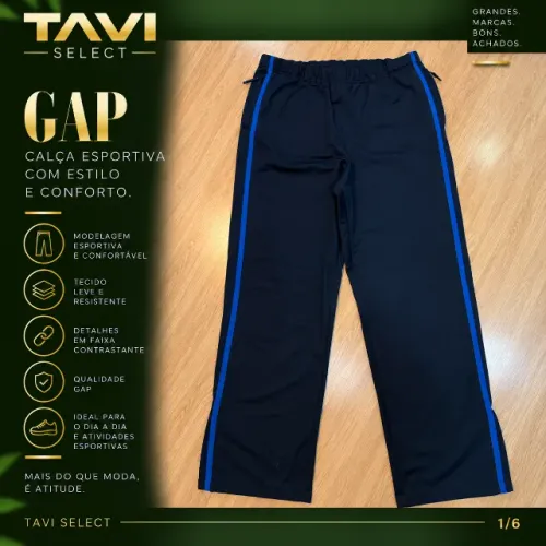 Calça GAP Esportiva Azul-Marinho com Faixa Azul - L
